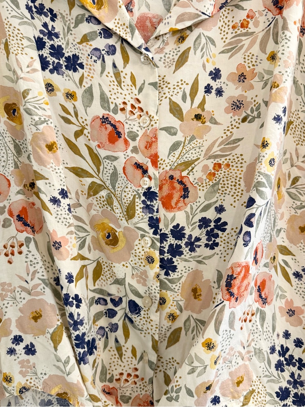 Torrid Floral Button Front Tie Blouse Size 0 (L) Boho Cottagecore - Picture 5 of 8